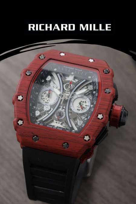 ساعة Richard Mille - الشبابية  - قشاط اسود / اطار احمر